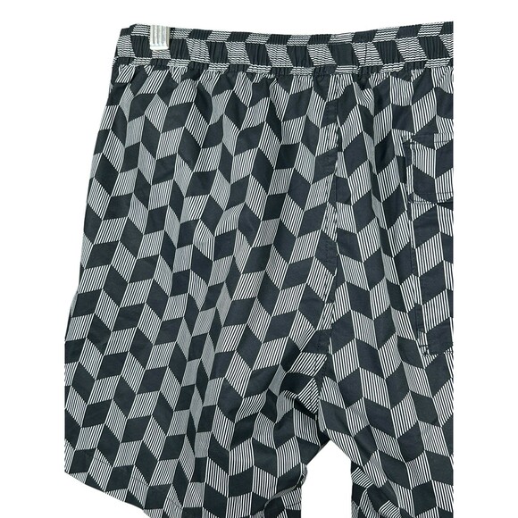 Psycho Bunny Swim Trunks Men S Geometric Black White Drawstring Lined Shorts - Picture 8 of 10